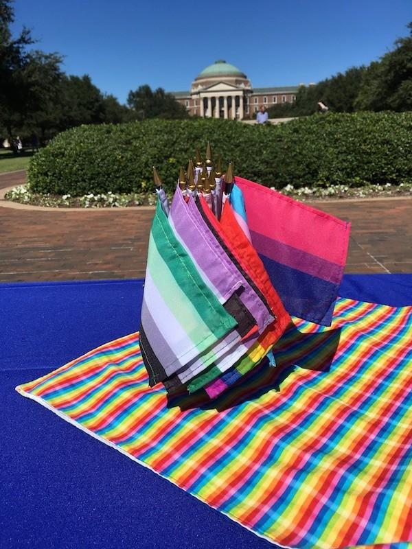 Flags for National Coming Out Day 2018 SMU.JPG