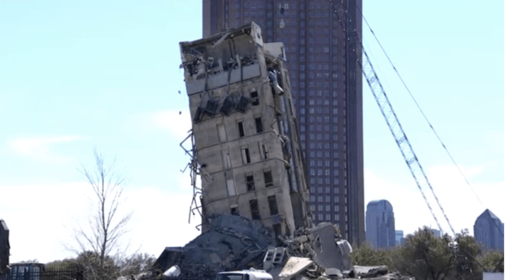 ‘Leaning Tower of Dallas’ Still Stands After Attempted Demolition