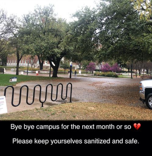 Picture from snapchat of bike racks on SMU campus