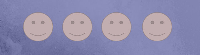 smiley face rating system with a 4 out of 5 rate