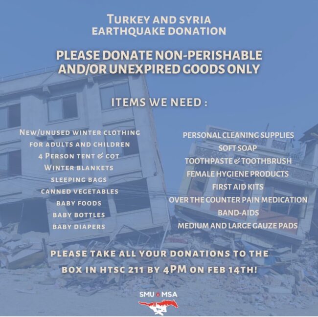 A full list of donation items needed for earthquake survivors.